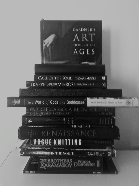 A stack of books with black jackets