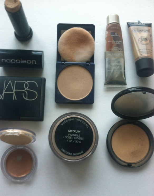 display of different kinds of foundations